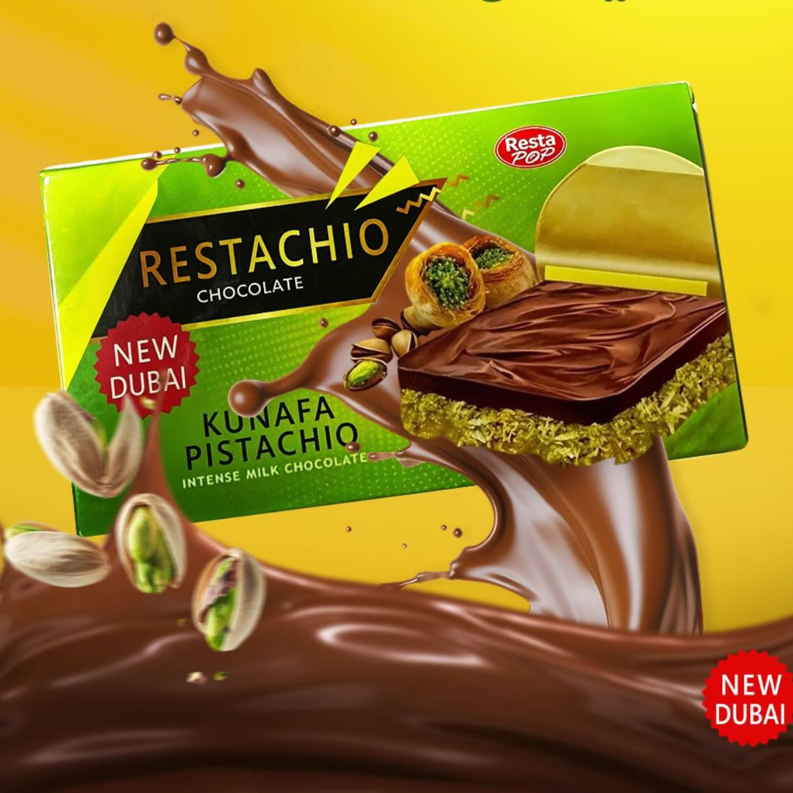 RESTACHIO Chocolate Kunafa Pistachio Spread - 50g/piece (Pack of 12 pieces)