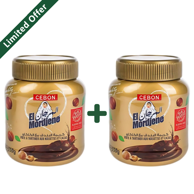 2 Jars El Mordjene "El Morgan" Hazelnut Cream with CACAO - 350g