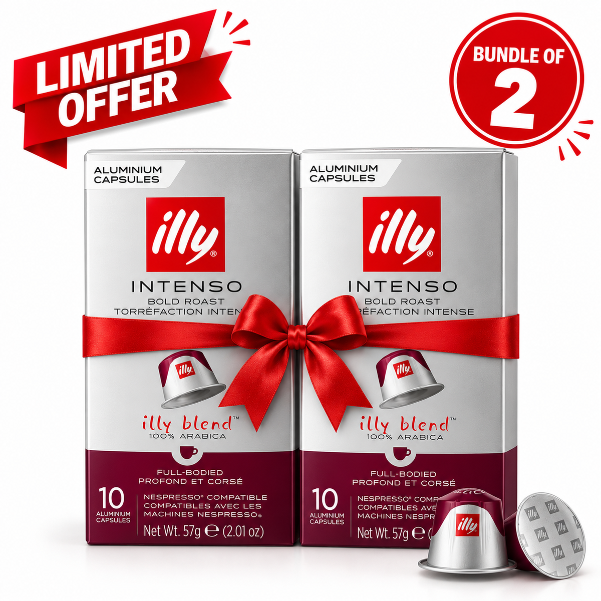 illy Intenso – Nespresso-Compatible Coffee Capsules – Bundle of 2 | 100% Arabica | 20 Capsules
