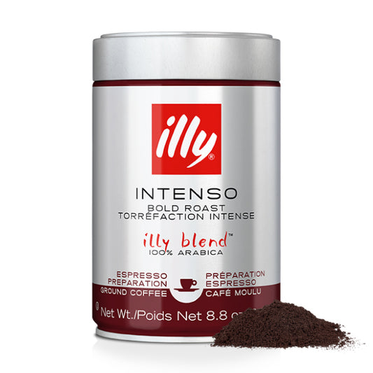 illy Intenso (Bold Roast) - Espresso Ground Coffee - 250gm..Can