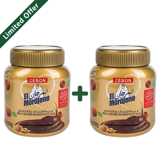 2 Jars El Mordjene "El Morgan" Hazelnut Cream with CACAO - 350g
