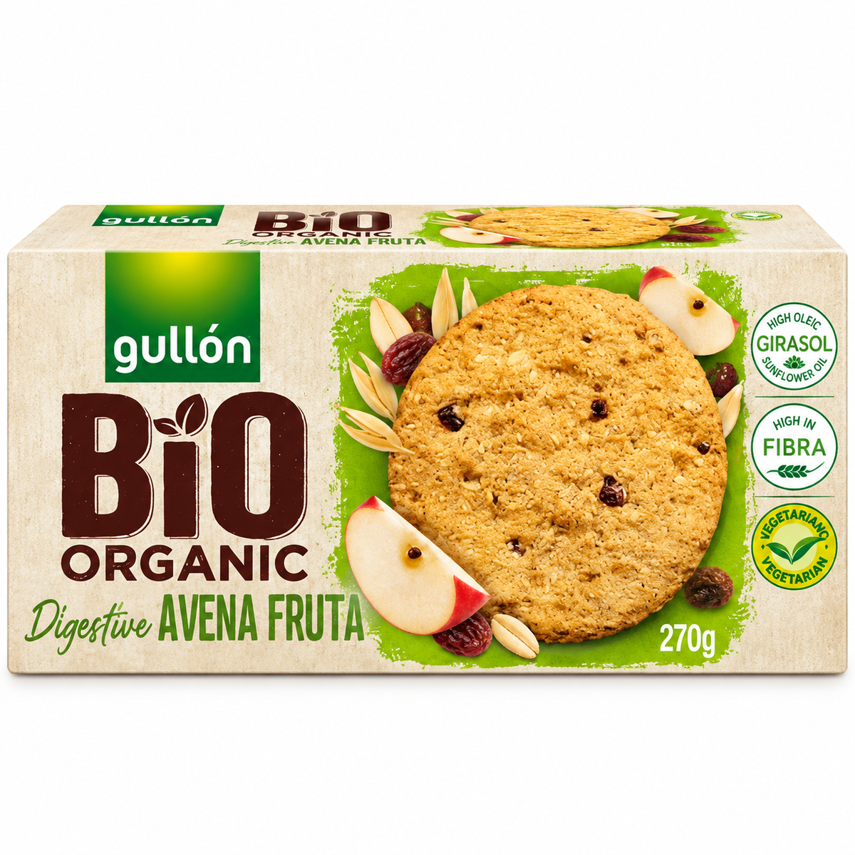Gullón BIO Organic Digestive Oat & Fruit Biscuits 270g | High Fibre