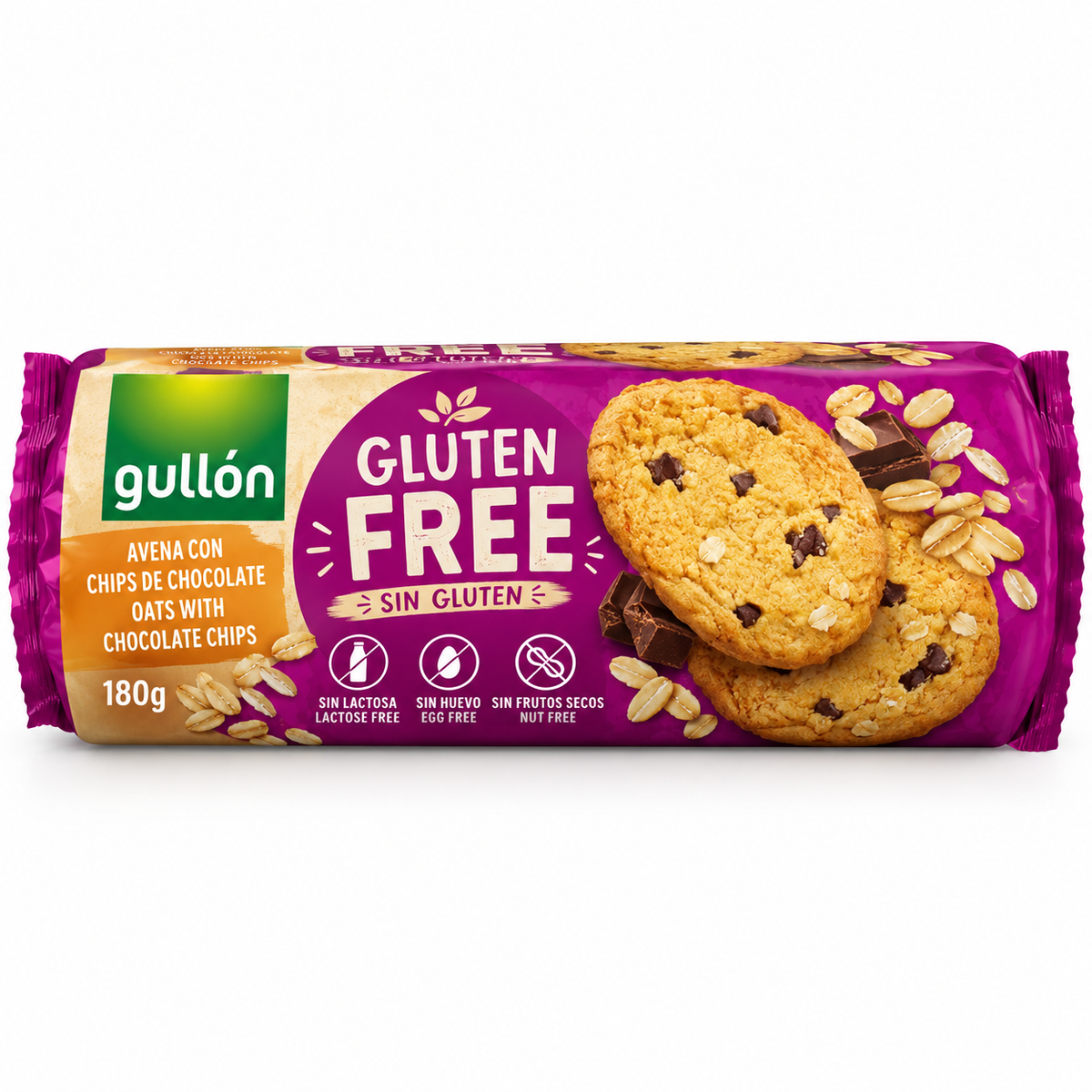 Gullón Gluten Free Oat Chocolate Chip Biscuits 180g | Lactose & Egg Free