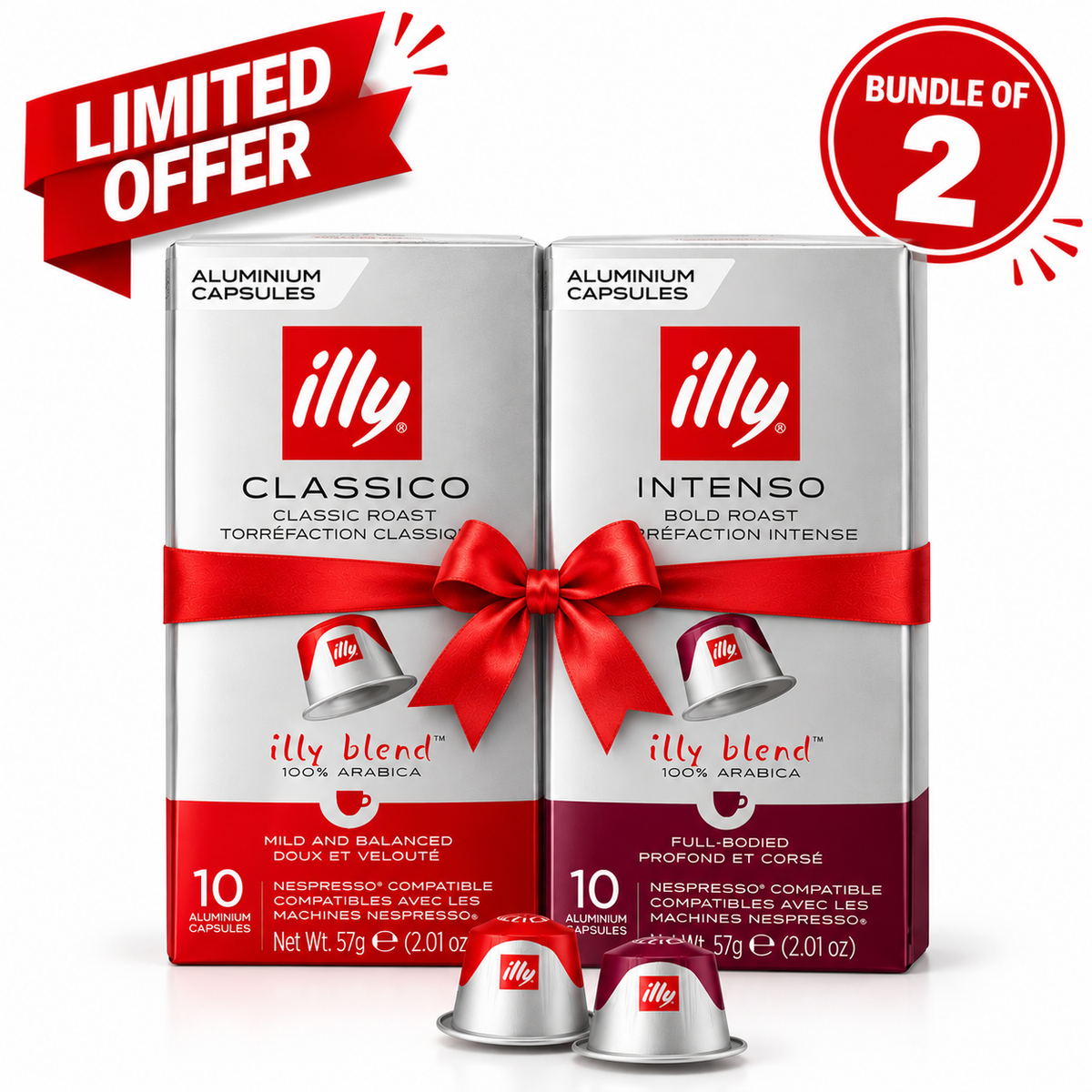 illy Classico & Intenso – Nespresso-Compatible Coffee Capsules – Bundle of 2 | 100% Arabica | 20 Capsules
